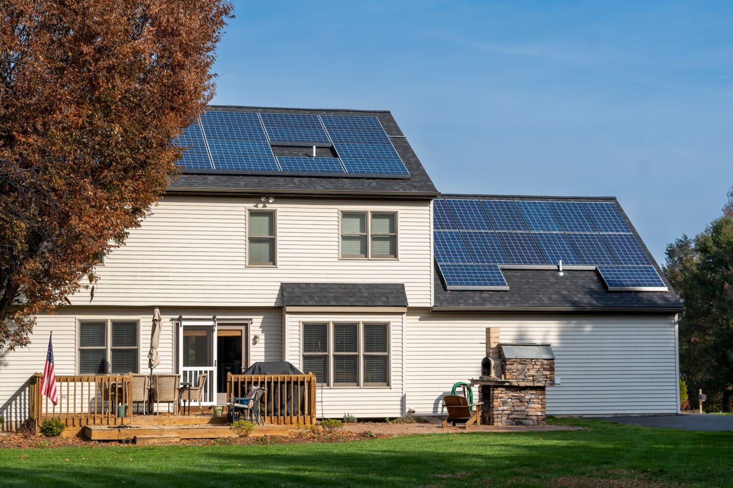 Solar panels on a real home
